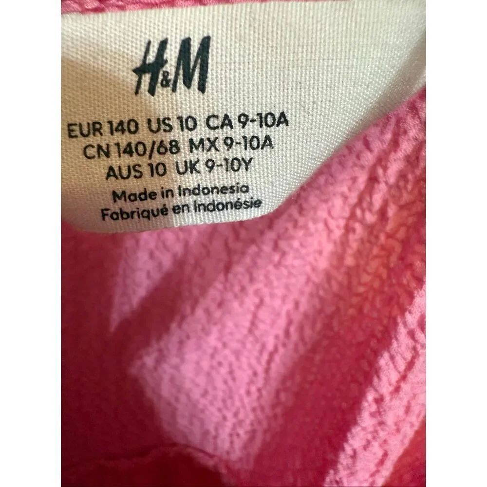 H&M Girls Adjustable Shoulder Strap Button Back Textured Dress Pink Size 10 - Picture 5 of 8